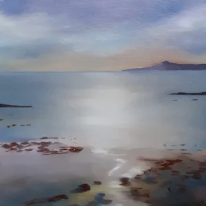 "View South of Arran from Mainland" Oil on canvas board 30x30cm [12x12in] Not for sale