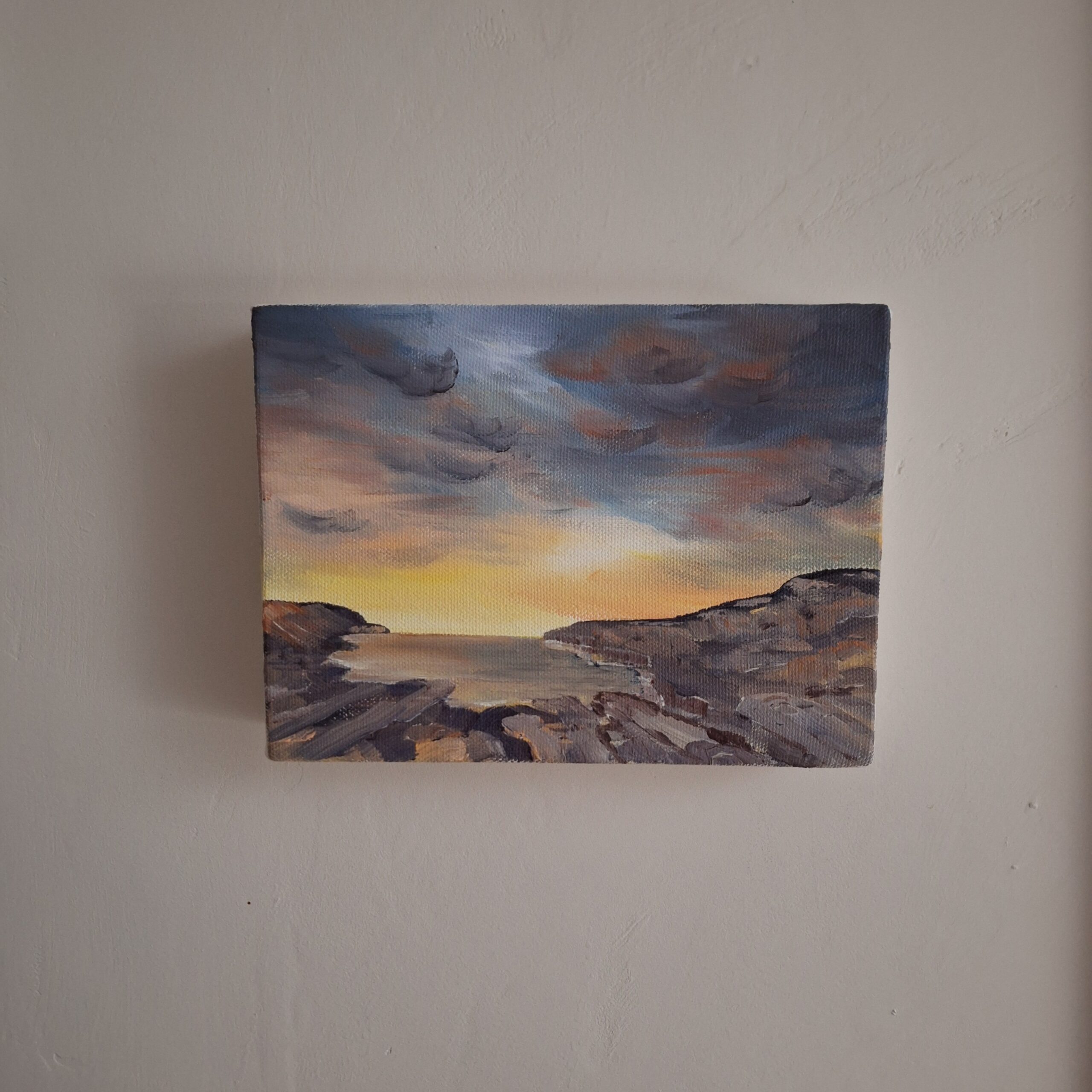 "Rocky Cove" Oil on thick canvas 15x20cm [6x8cm] Not for sale